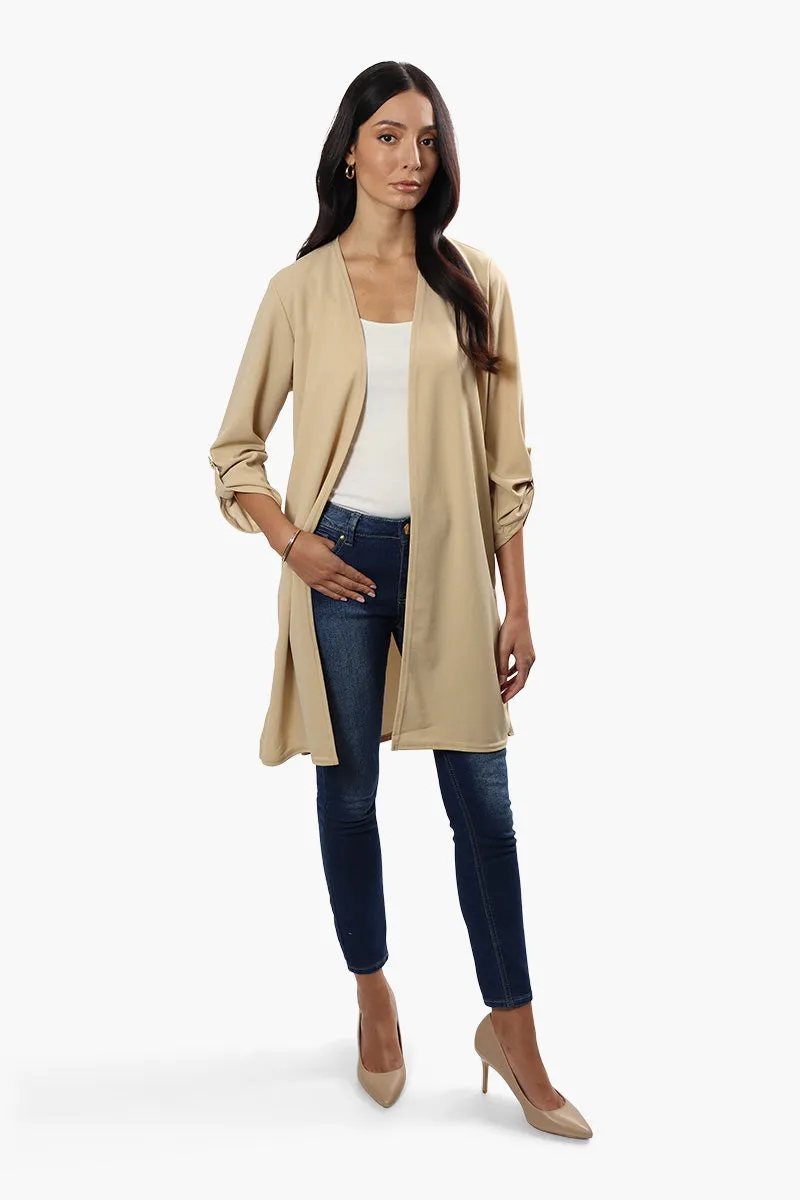 Limite Open Front Roll Up Sleeve Cardigan - Beige sold by Fairweather product image thumbnail 2
