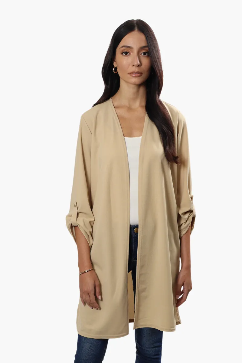 Limite Open Front Roll Up Sleeve Cardigan - Beige sold by Fairweather