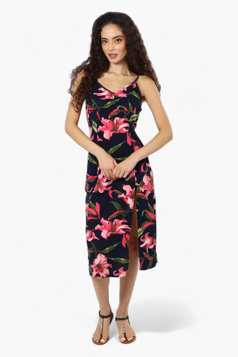 Impress Floral Front Slit Maxi Dress - Navy sold by Fairweather
