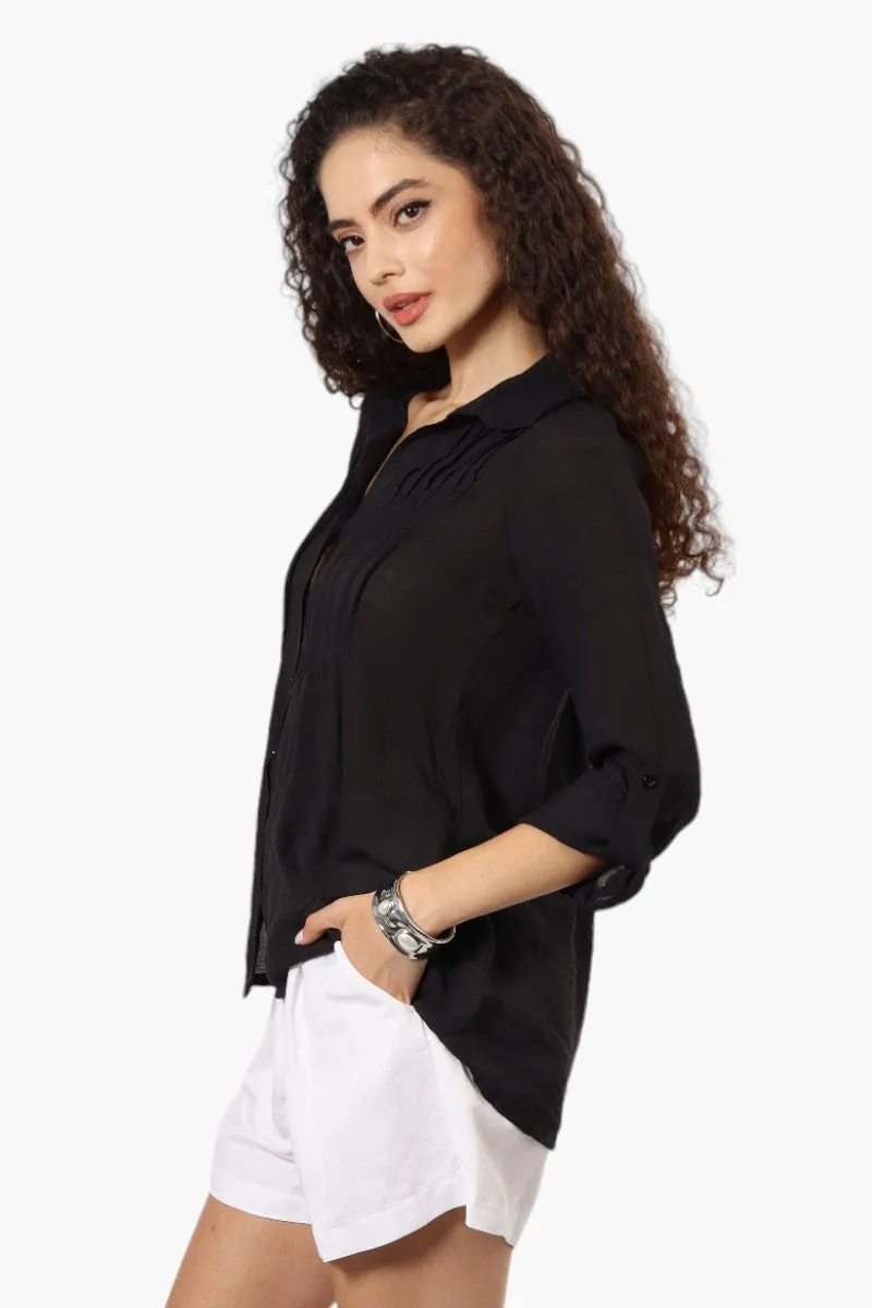 International INC Company Pleated Button Down Shirt - Black sold by Fairweather product image thumbnail 3