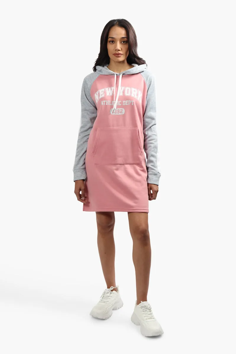 Fahrenheit New York Print Tunic Hoodie - Pink sold by Fairweather