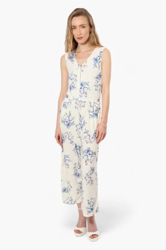 Beechers Brook Floral Sleeveless Jumpsuit - White sold by Fairweather