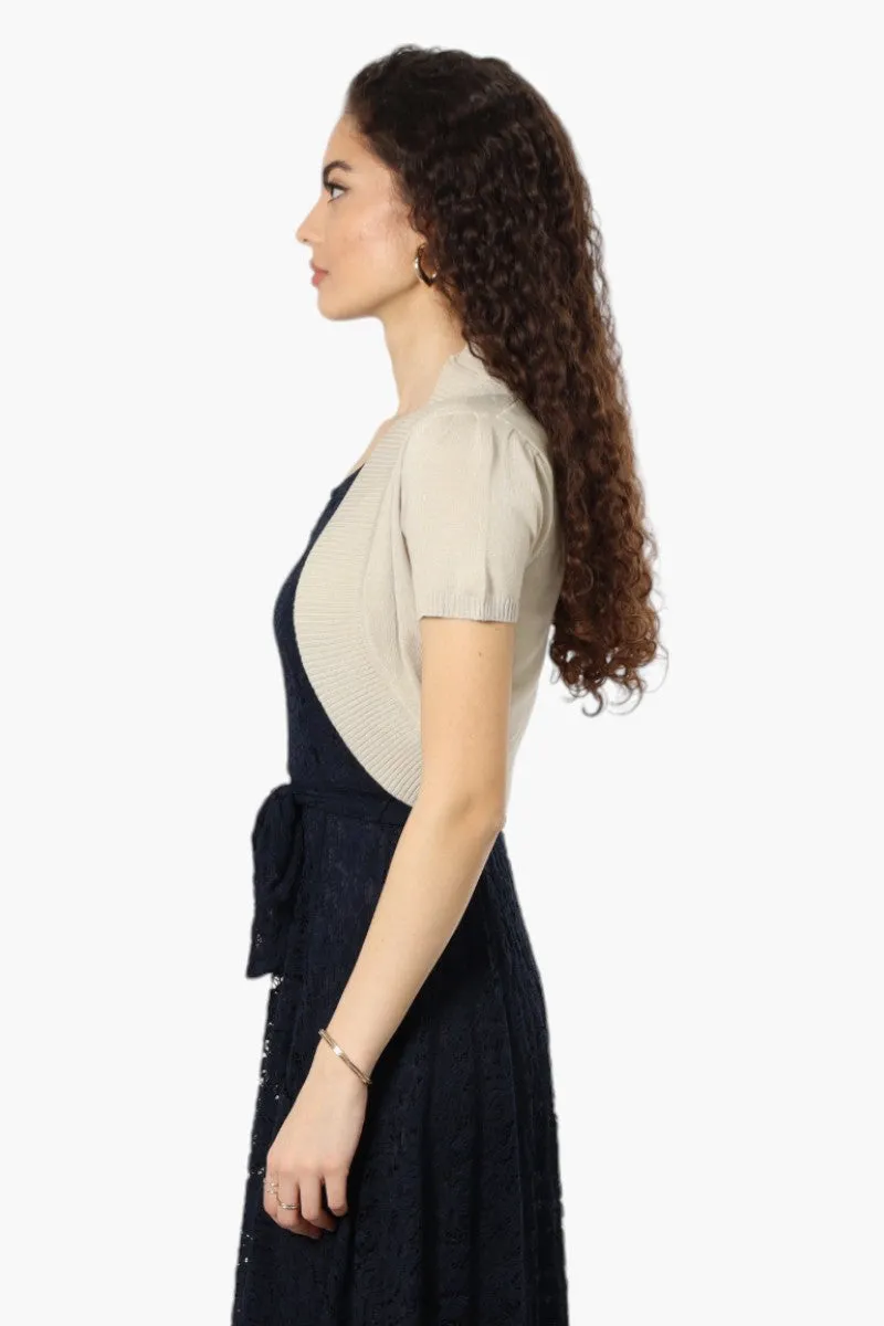 Impress Basic Cap Sleeve Shrug Cardigan - Beige sold by Fairweather product image thumbnail 3