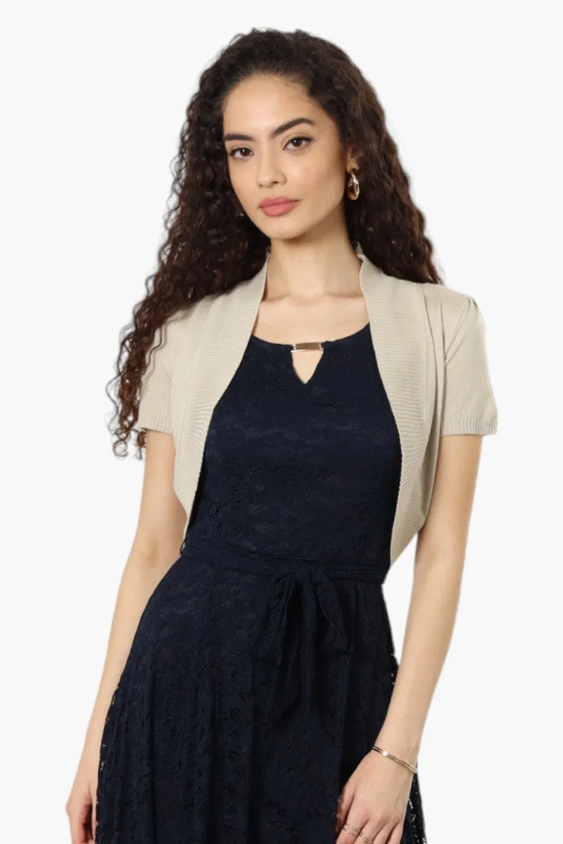 Impress Basic Cap Sleeve Shrug Cardigan - Beige sold by Fairweather