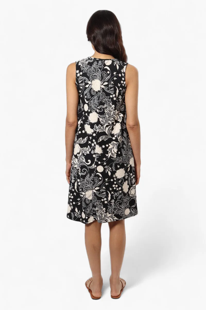 International INC Company Patterned Front Tie Day Dress - Black sold by Fairweather product image thumbnail 4