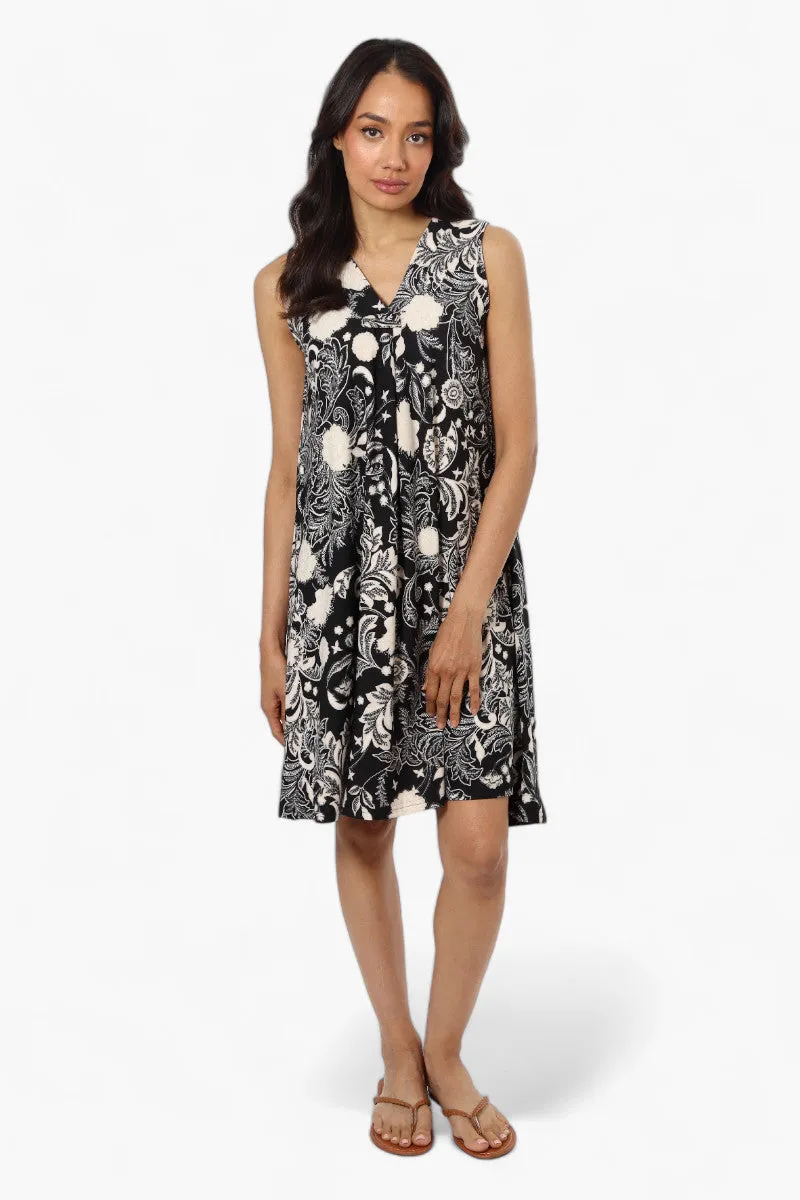 International INC Company Patterned Front Tie Day Dress - Black sold by Fairweather