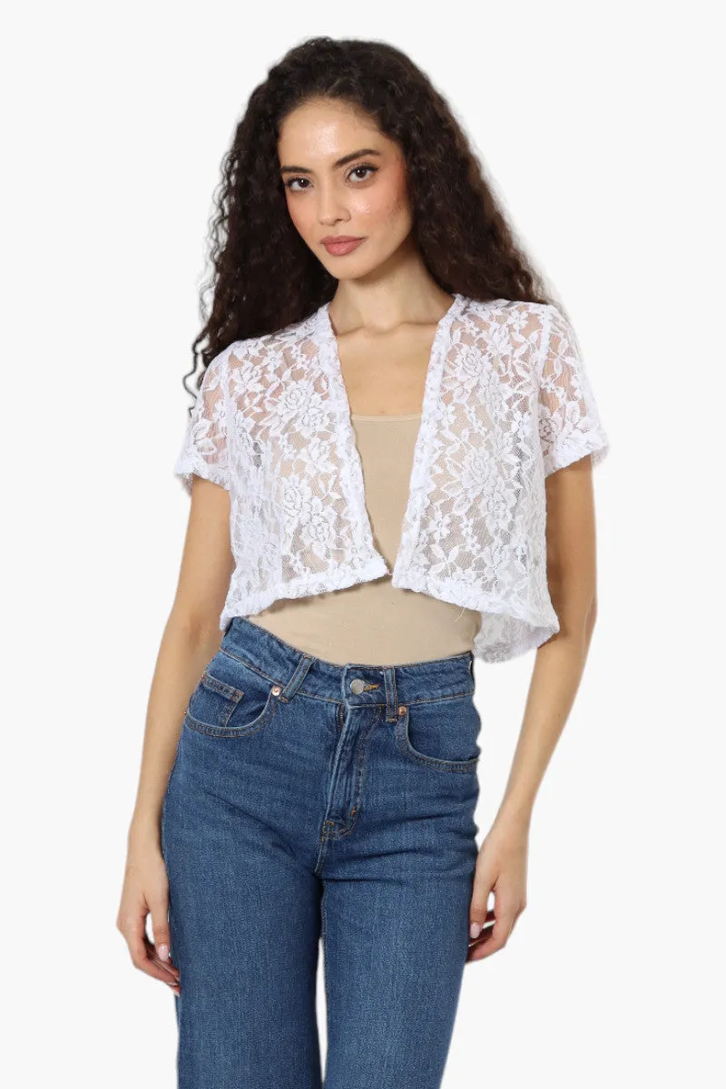 Impress Floral Lace Wrap Cardigan - White sold by Fairweather