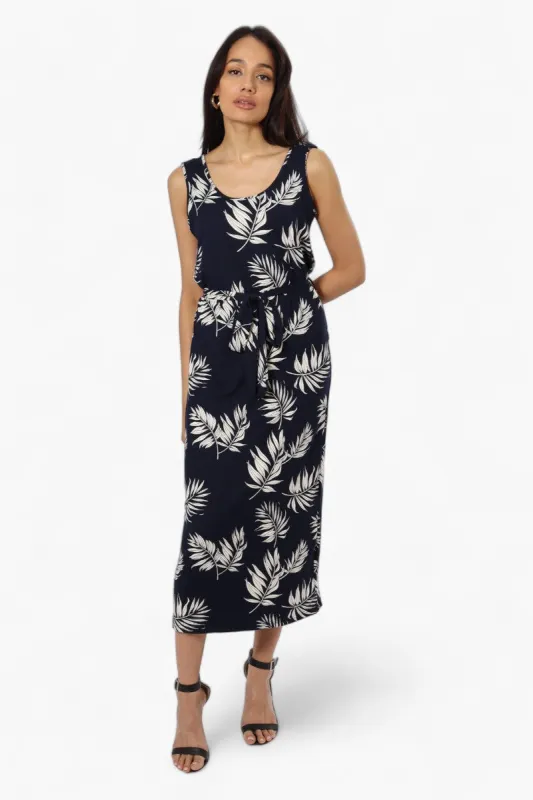 International INC Company Belted Patterned Maxi Dress - Navy sold by Fairweather