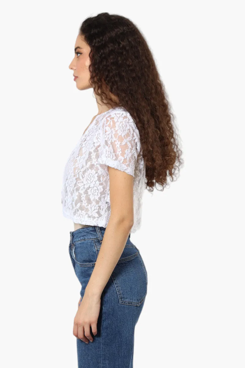 Impress Floral Lace Wrap Cardigan - White sold by Fairweather product image thumbnail 3