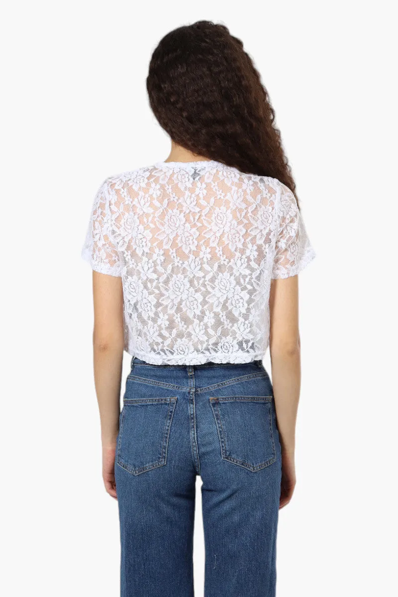 Impress Floral Lace Wrap Cardigan - White sold by Fairweather product image thumbnail 4