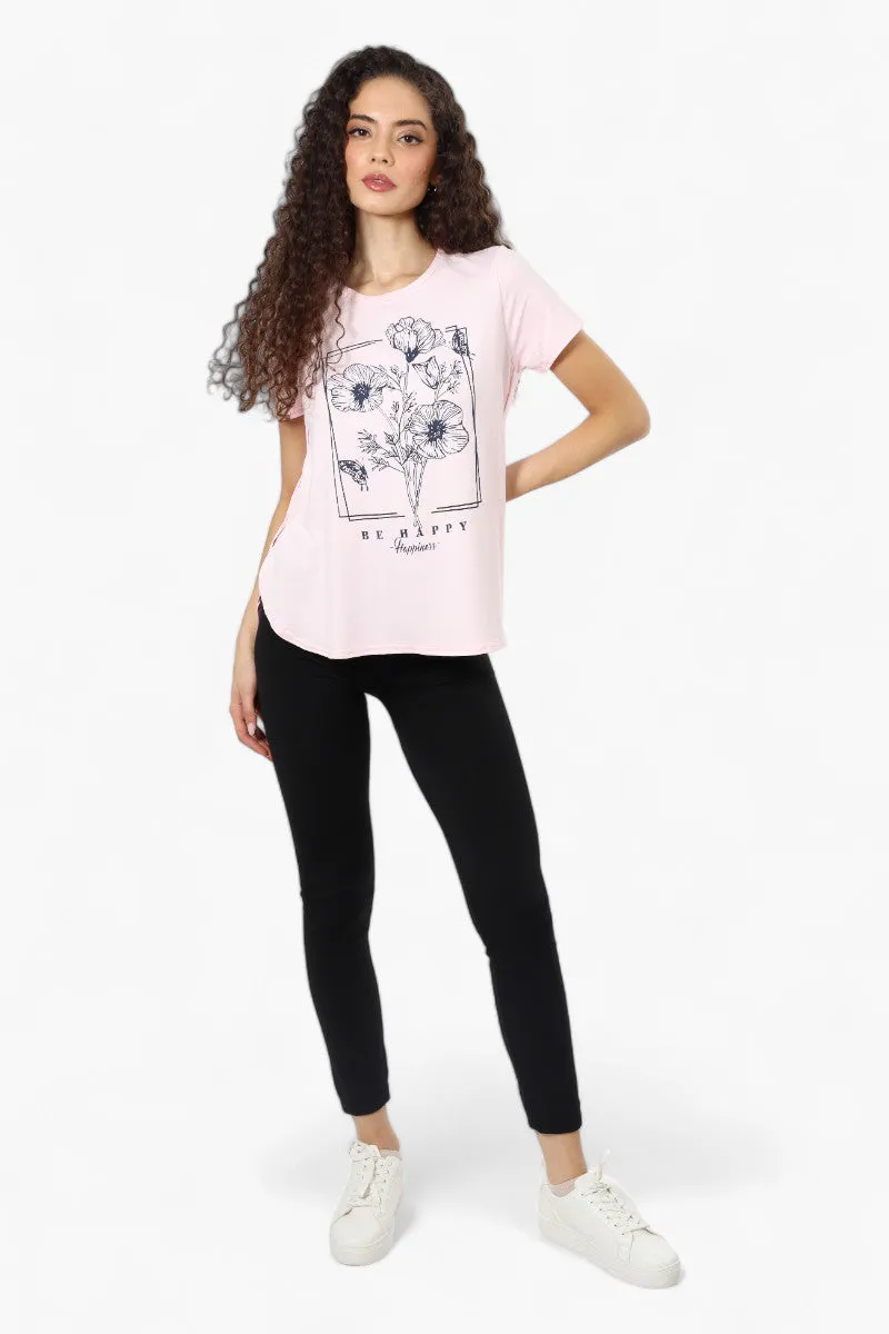 Magazine Be Happy Print Tee - Pink sold by Fairweather product image thumbnail 2