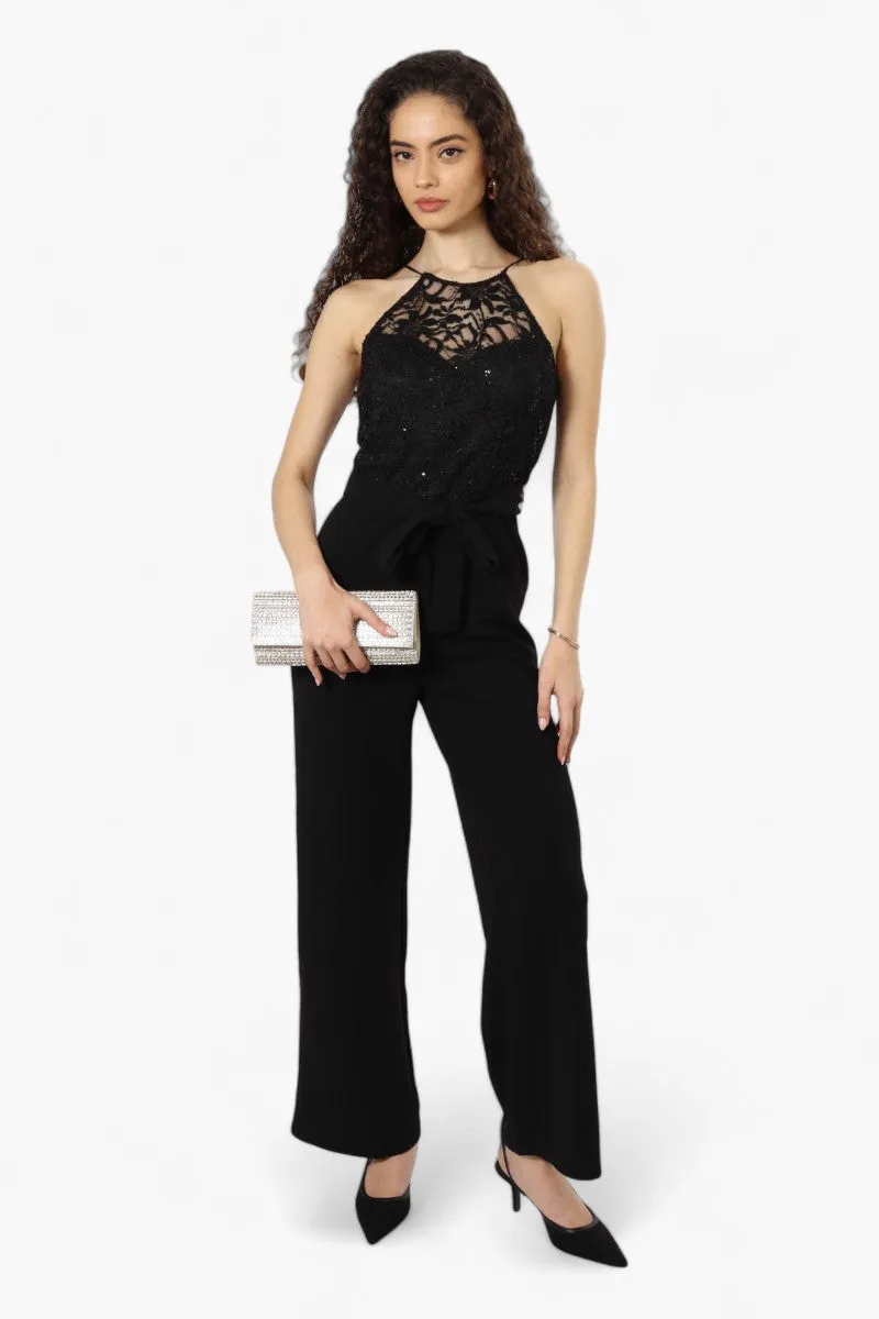 Limite Belted Lace Sequin Jumpsuit - Black sold by Fairweather product image thumbnail 2