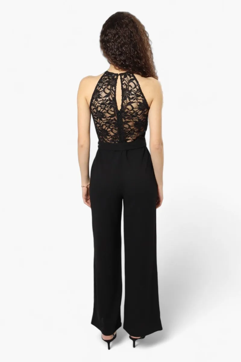 Limite Belted Lace Sequin Jumpsuit - Black sold by Fairweather product image thumbnail 4