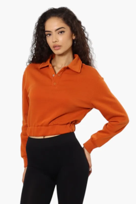 Miss Selfie Collared Cropped Sweatshirt - Orange sold by Fairweather
