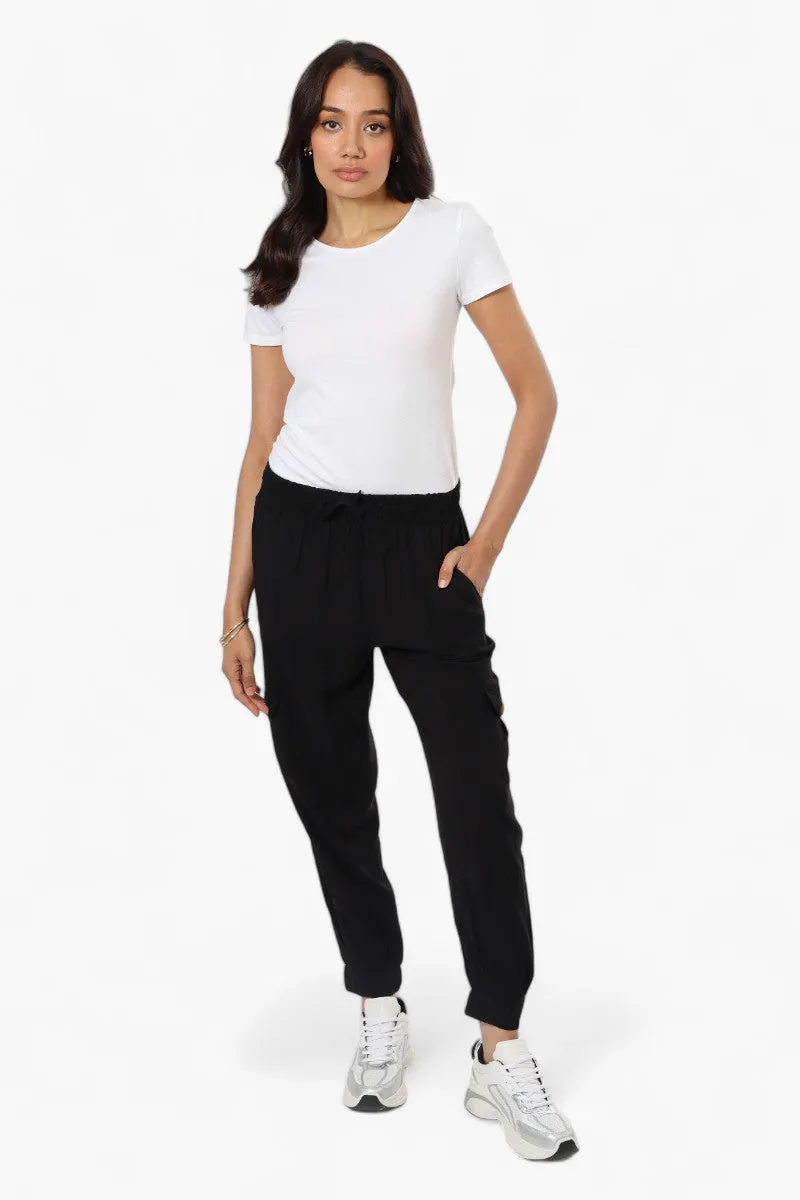 International INC Company Tie Waist Cargo Pocket Jogger Pants - Black sold by Fairweather product image thumbnail 2