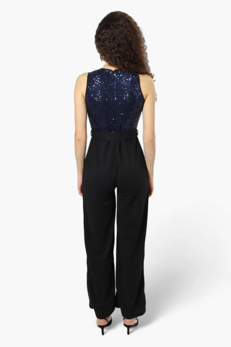 Limite Belted Sequin Top Jumpsuit - Navy sold by Fairweather product image thumbnail 4