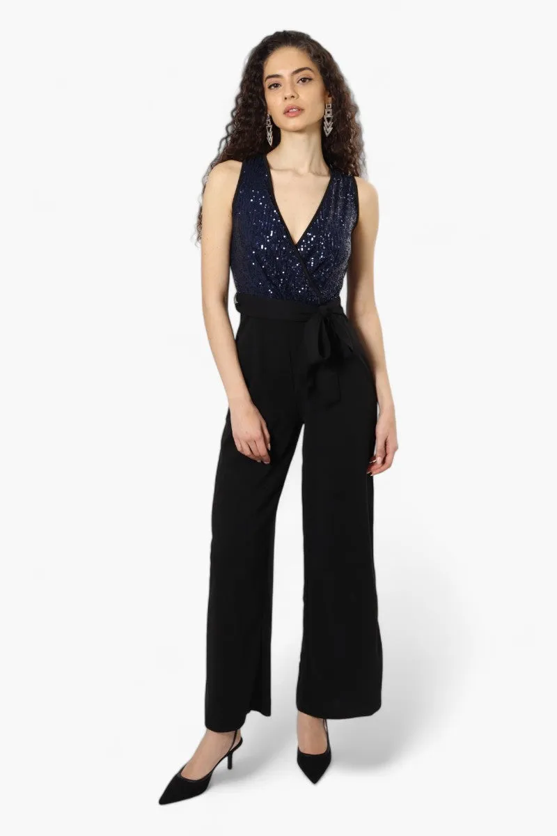 Limite Belted Sequin Top Jumpsuit - Navy sold by Fairweather product image thumbnail 2