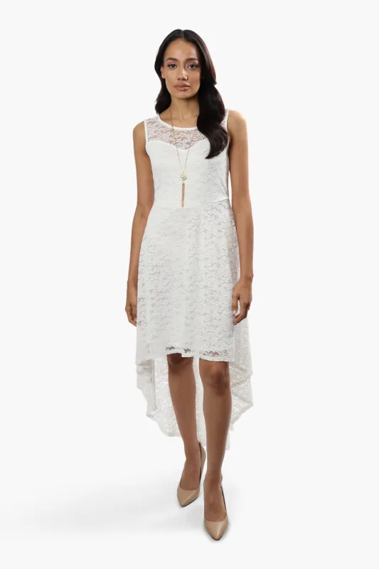 Limite Lace High Low Necklace Cocktail Dress - White sold by Fairweather