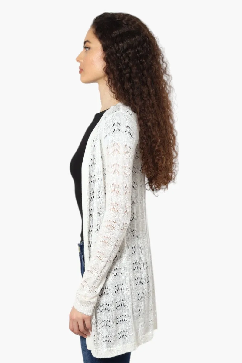 Impress Long Sleeve Crochet Shrug Cardigan - White sold by Fairweather product image thumbnail 3