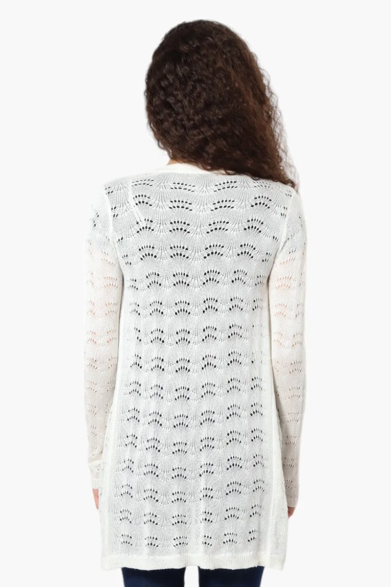 Impress Long Sleeve Crochet Shrug Cardigan - White sold by Fairweather product image thumbnail 4