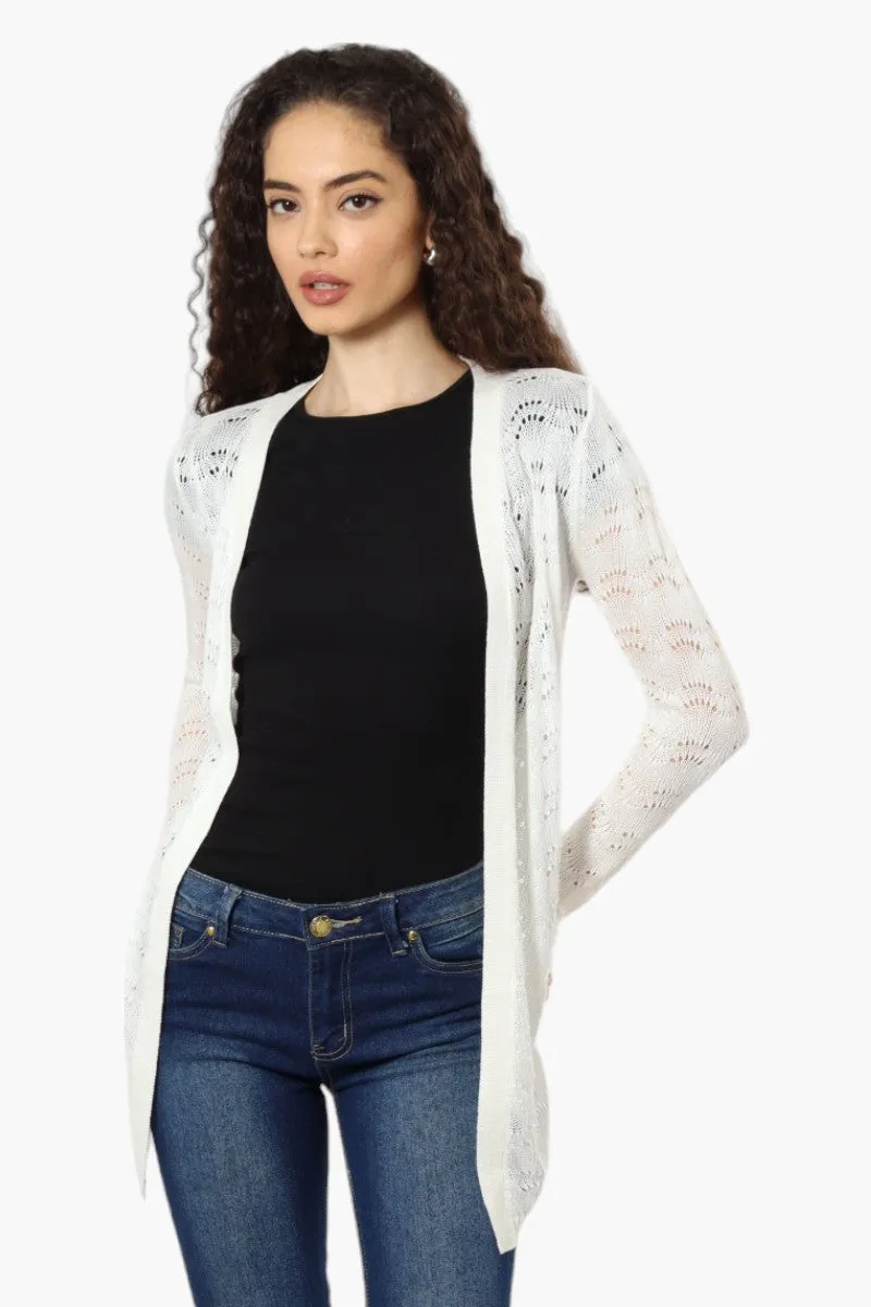 Impress Long Sleeve Crochet Shrug Cardigan - White sold by Fairweather