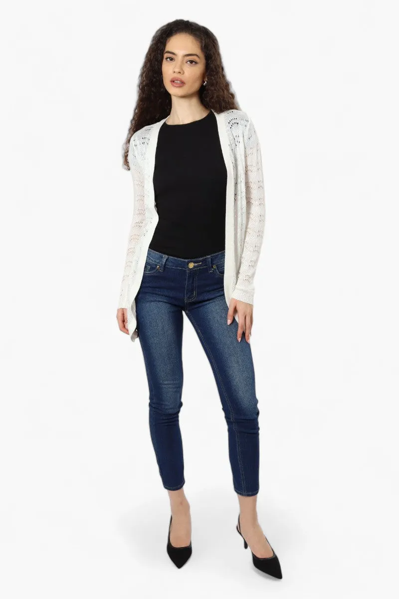 Impress Long Sleeve Crochet Shrug Cardigan - White sold by Fairweather product image thumbnail 2