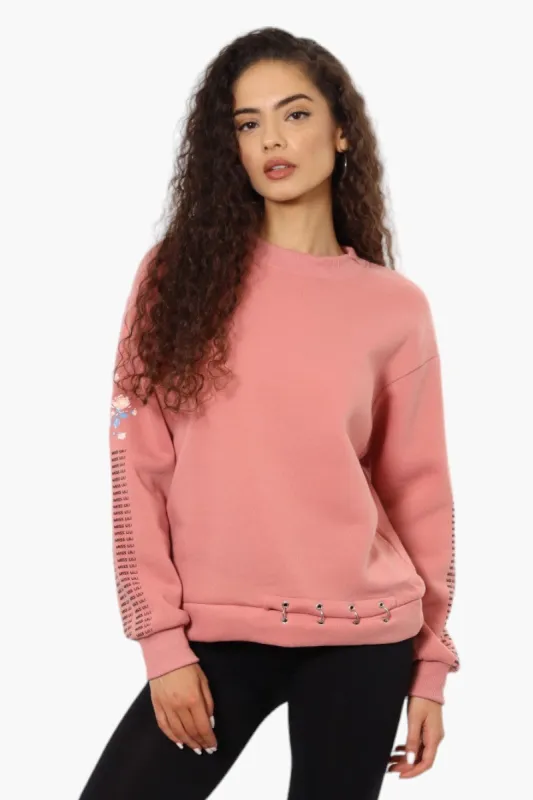 Lili Sport Crewneck Sleeve Detail Sweatshirt - Pink sold by Fairweather