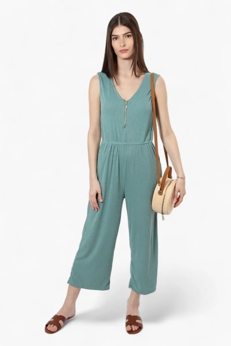 Majora Ribbed Front Zip Jumpsuit - Teal sold by Fairweather product image thumbnail 2
