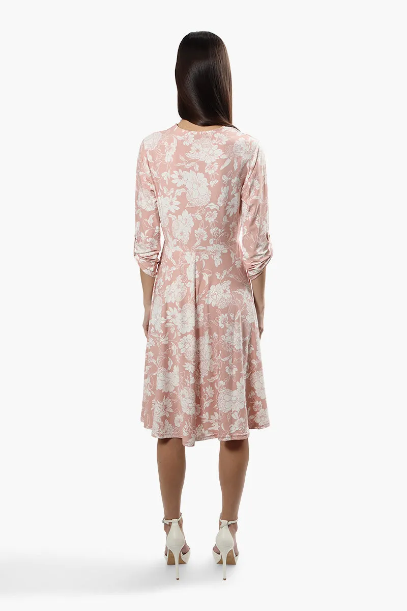 Beechers Brook Floral Roll Up Sleeve Day Dress - Pink sold by Fairweather product image thumbnail 4