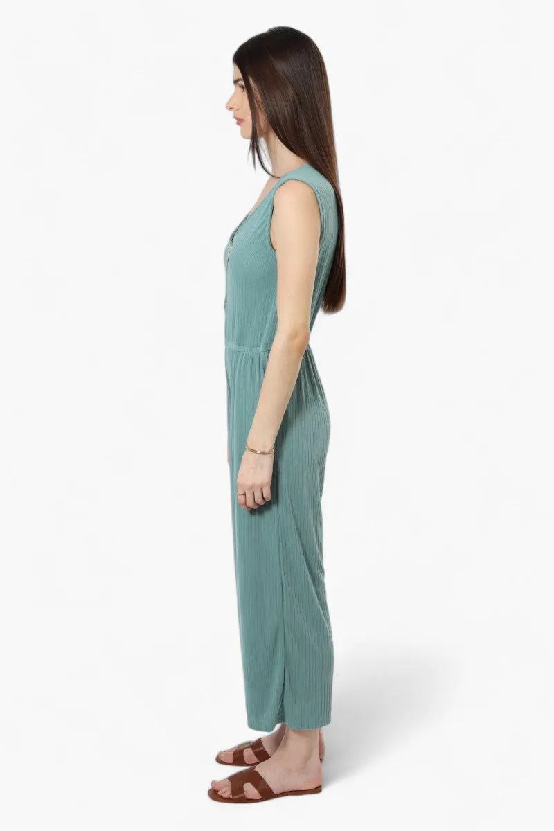 Majora Ribbed Front Zip Jumpsuit - Teal sold by Fairweather product image thumbnail 3