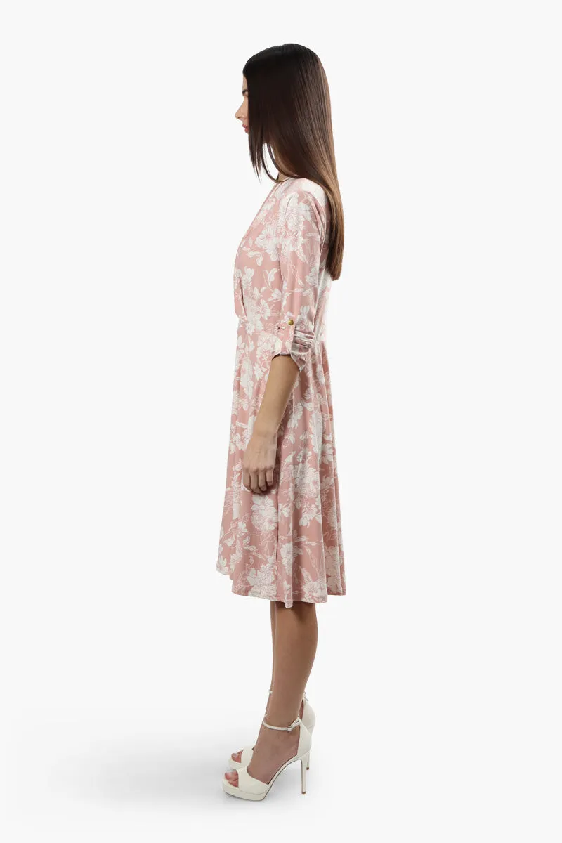Beechers Brook Floral Roll Up Sleeve Day Dress - Pink sold by Fairweather product image thumbnail 3