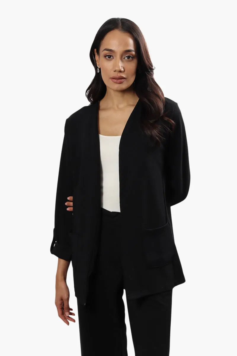 Limite Roll Up Sleeve Open Blazer - Black sold by Fairweather