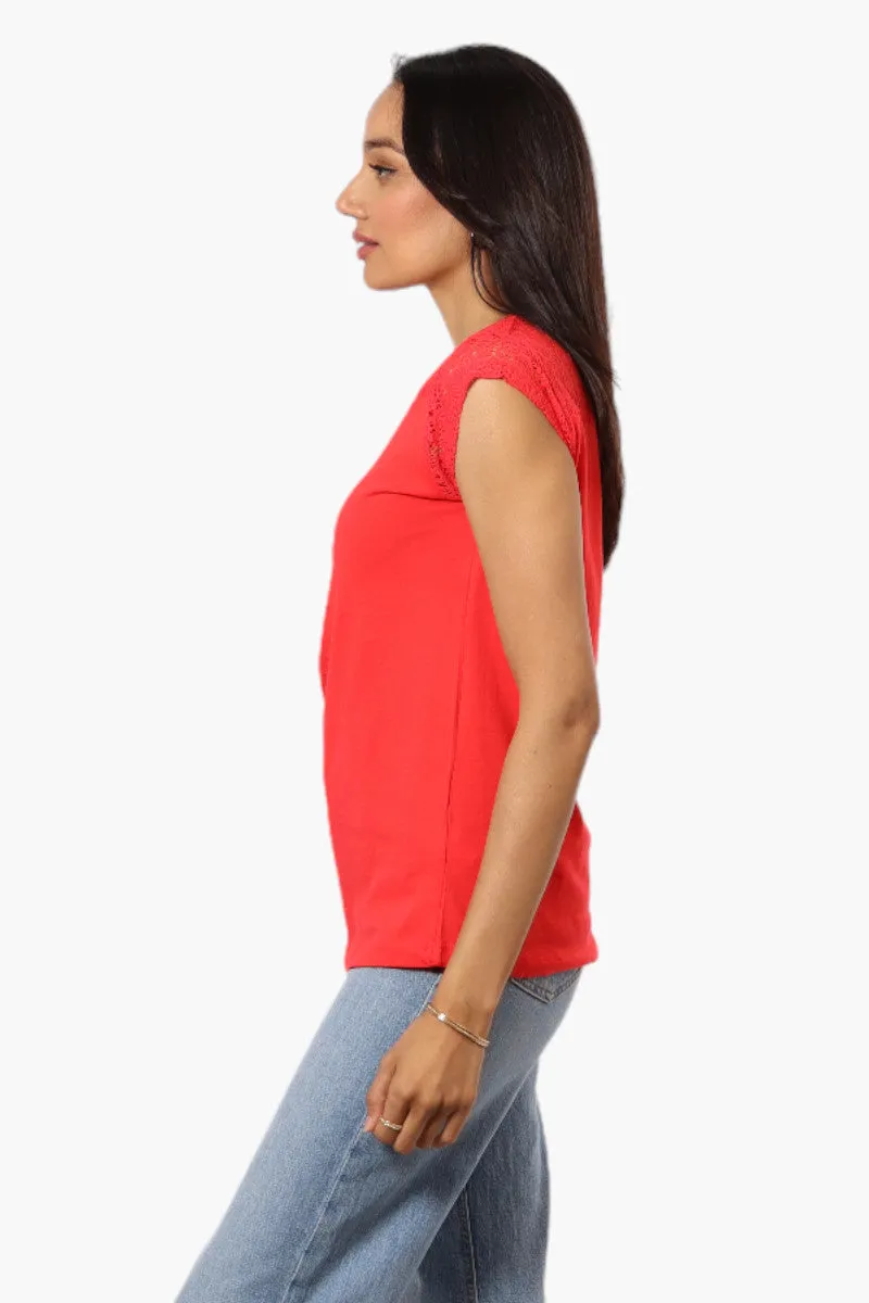 Majora Half Zip Lace Shoulder Tee - Red sold by Fairweather product image thumbnail 3