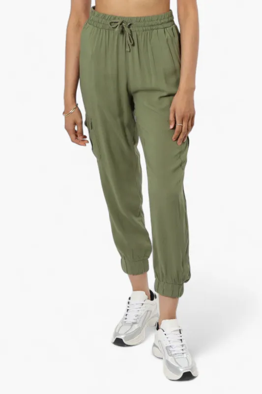 International INC Company Tie Waist Cargo Pocket Jogger Pants - Green sold by Fairweather