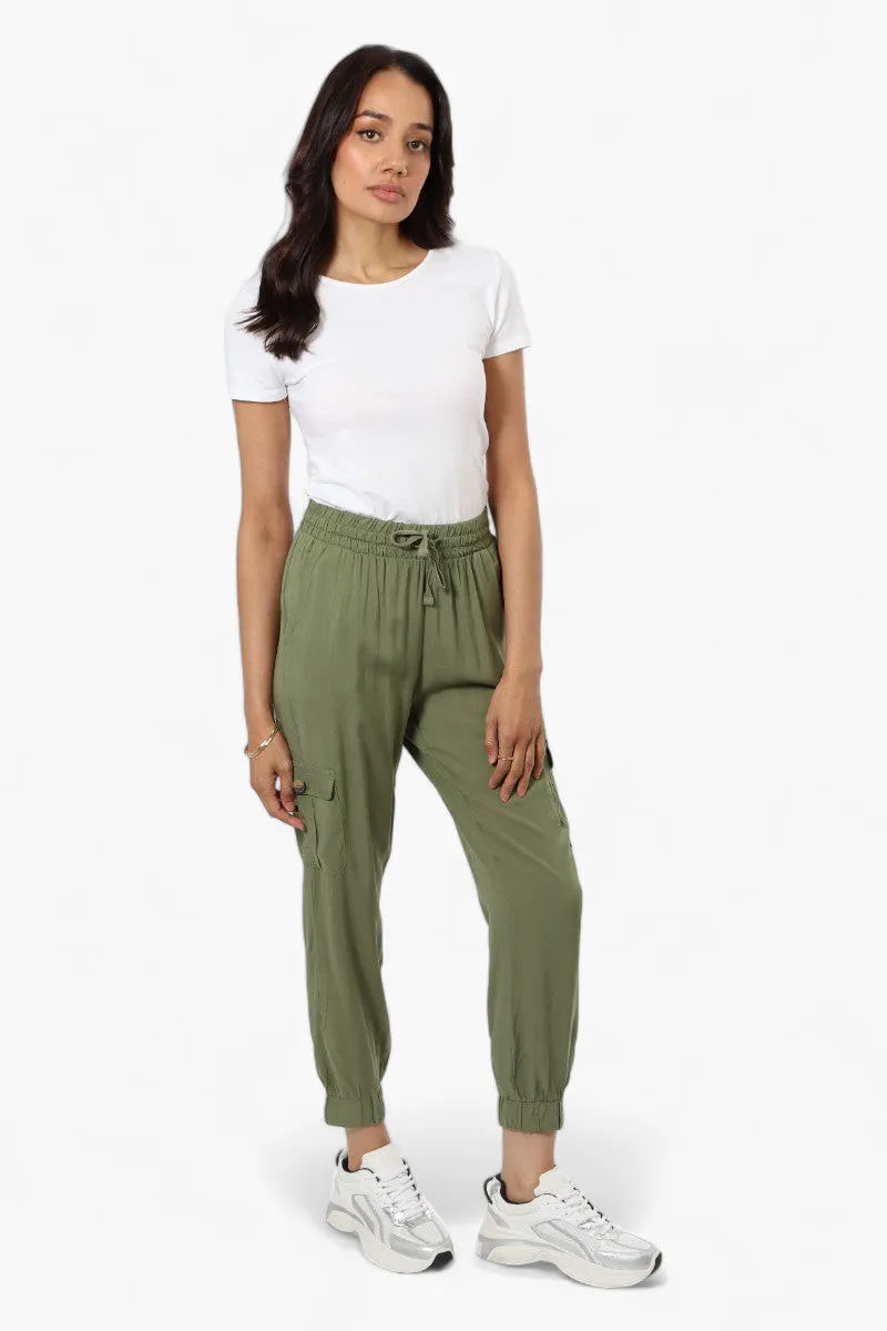 International INC Company Tie Waist Cargo Pocket Jogger Pants - Green sold by Fairweather product image thumbnail 2