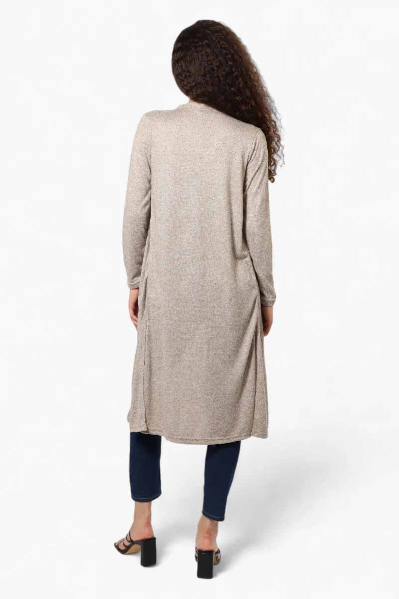 Runaway Bay Long Sleeve Side Slit Duster Cardigan - Stone sold by Fairweather product image thumbnail 4