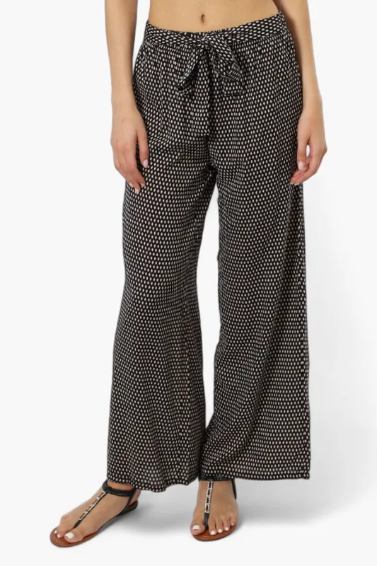 Beechers Brook Patterned Belted Palazzo Pants - Black sold by Fairweather