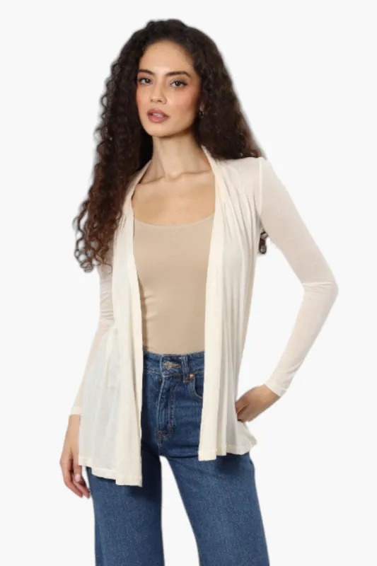Urbanology Long Sleeve Open Wrap Cardigan - Cream sold by Fairweather