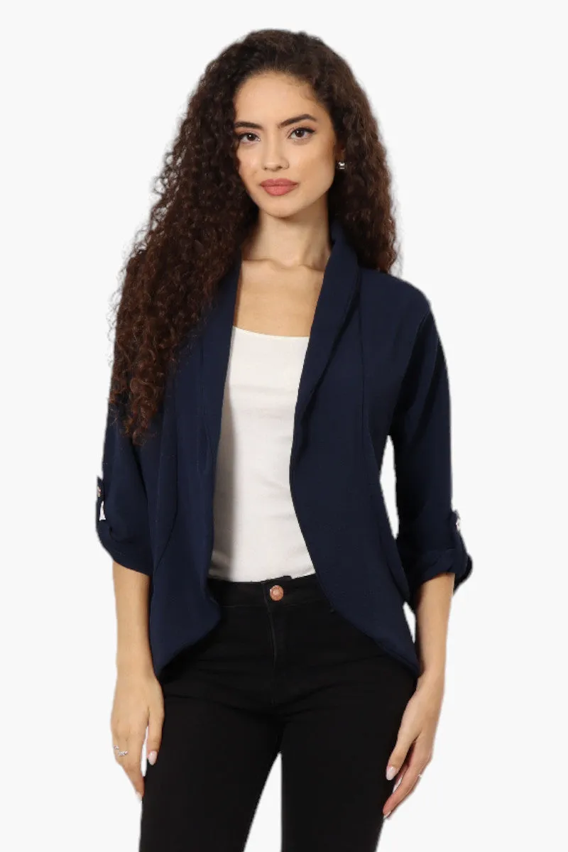 Impress Open Roll Up Sleeve Blazer - Navy sold by Fairweather