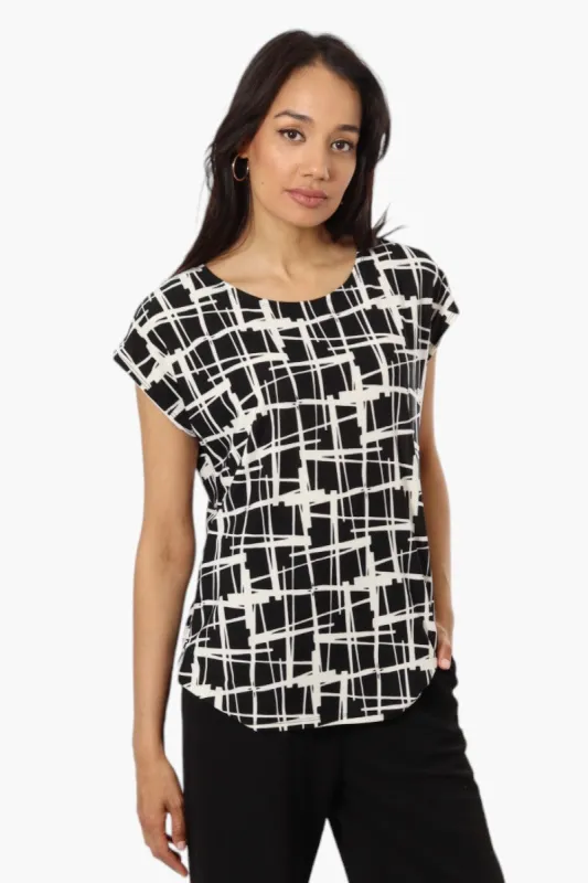 Impress Patternerd Cap Sleeve Blouse - Black sold by Fairweather