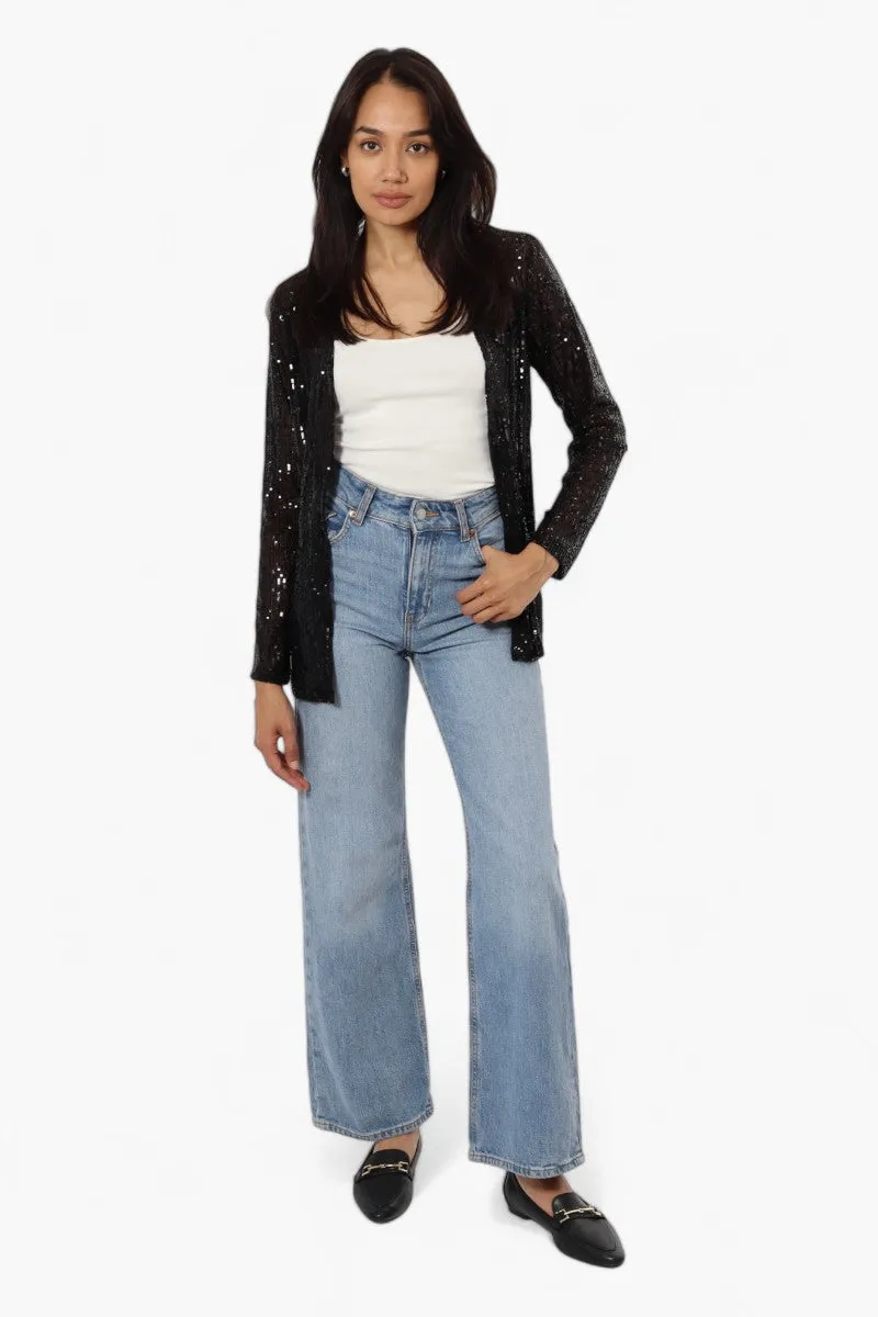 Limite Long Sleeve Sequin Wrap Cardigan - Black sold by Fairweather product image thumbnail 2