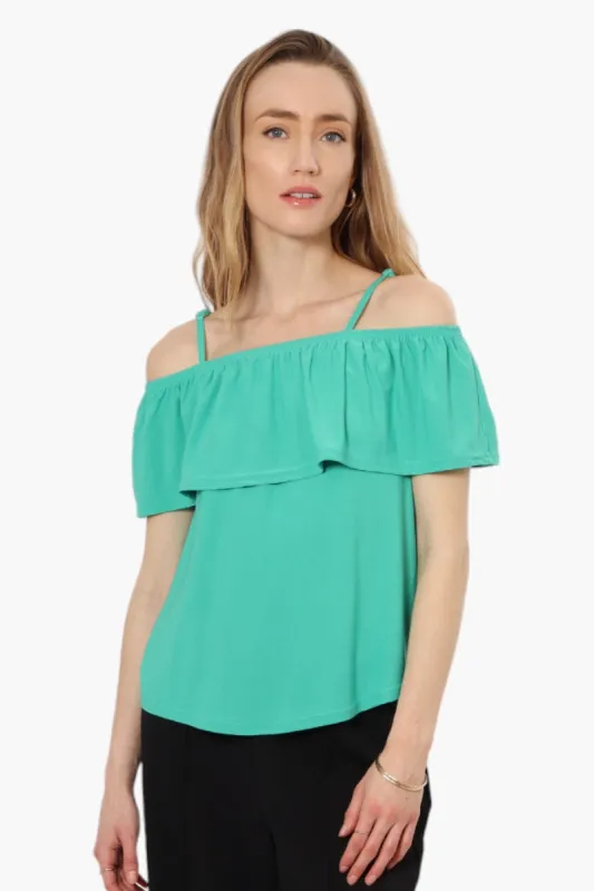 Beechers Brook Solid Flounce Tank Top - Green sold by Fairweather