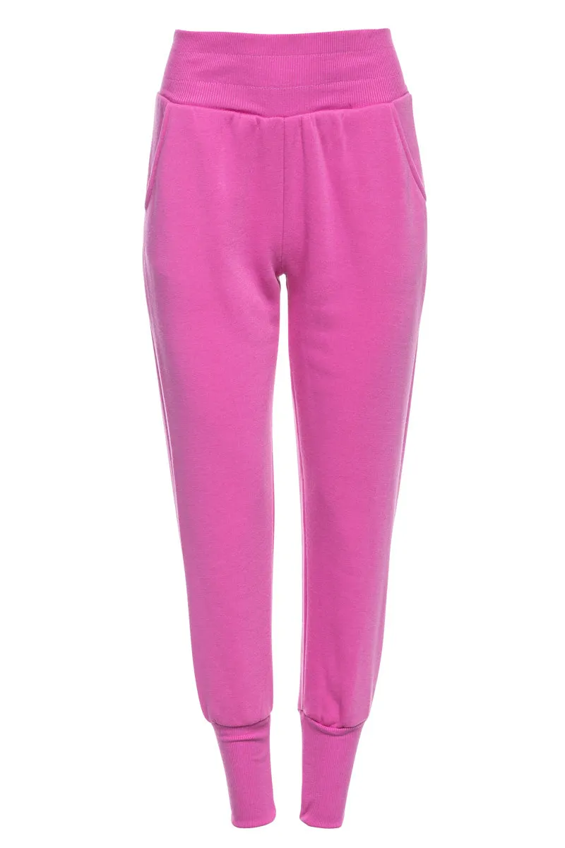Solid High Waist Fleece Joggers - Pink sold by Fairweather