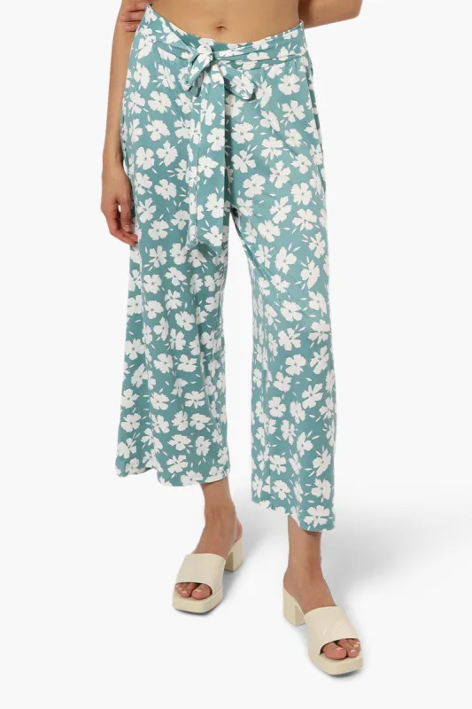 International INC Company Floral Wide Leg Pants - Teal sold by Fairweather
