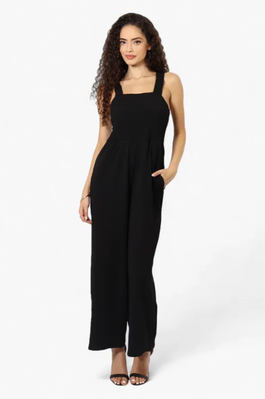 Impress Solid Smocked Top Jumpsuit - Black sold by Fairweather