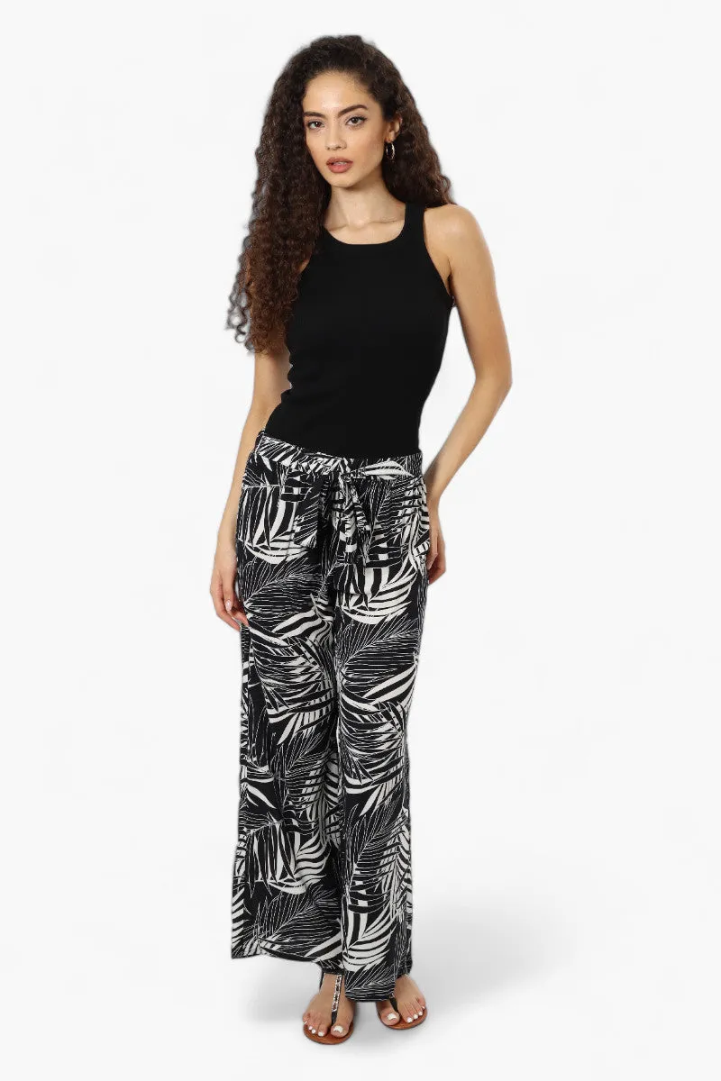 Beechers Brook Leaf Pattern Belted Palazzo Pants - Black sold by Fairweather product image thumbnail 2