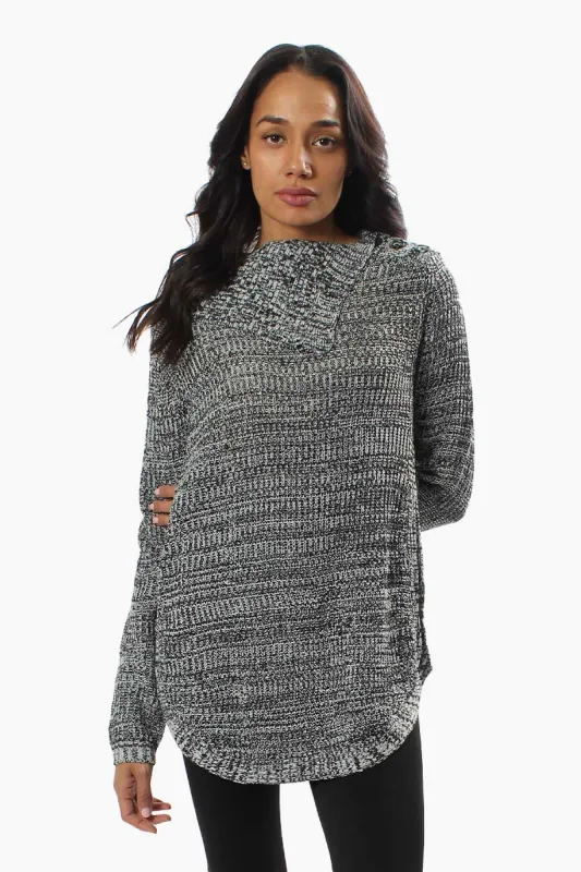 International INC Company Split Neck Knit Pullover Sweater - Grey sold by Fairweather