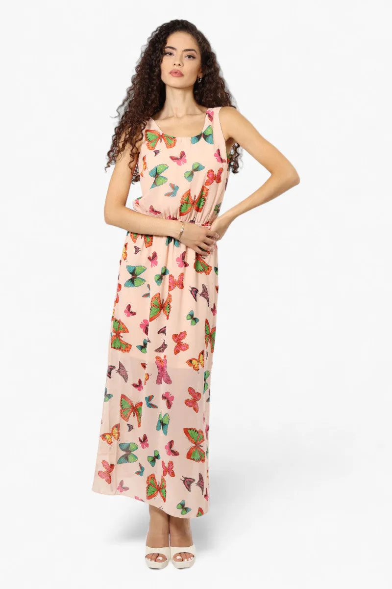 Limite Butterfly Pattern Sleeveless Tank Maxi Dress - Pink sold by Fairweather