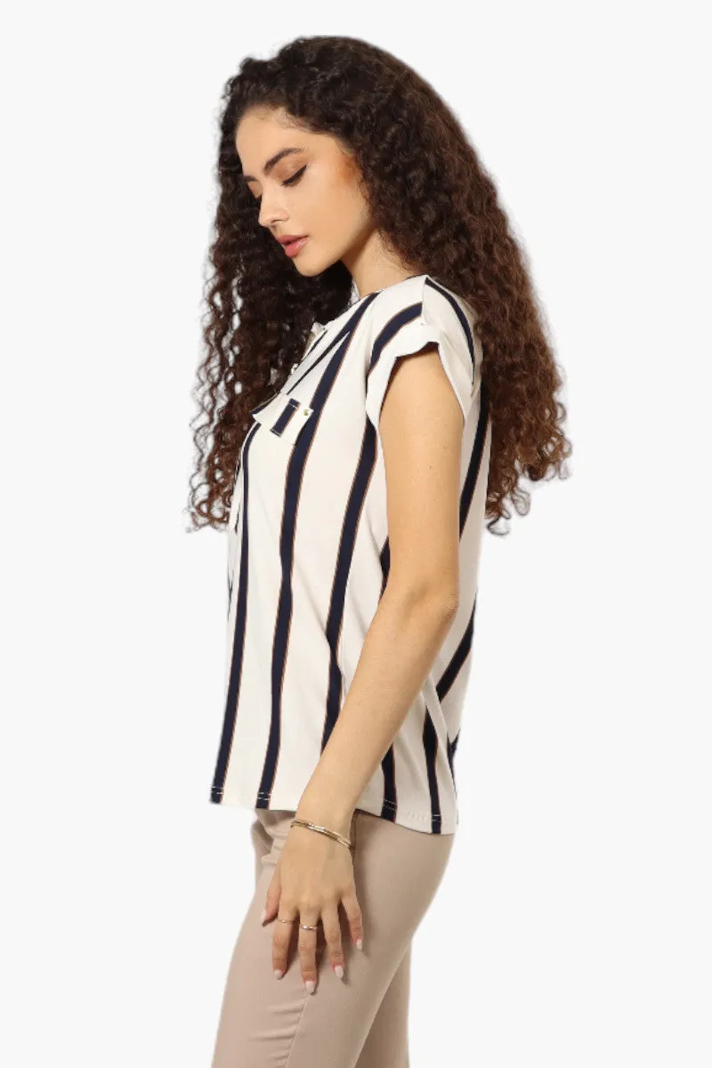 Beechers Brook Striped Half Zip Shirt - Cream sold by Fairweather product image thumbnail 3