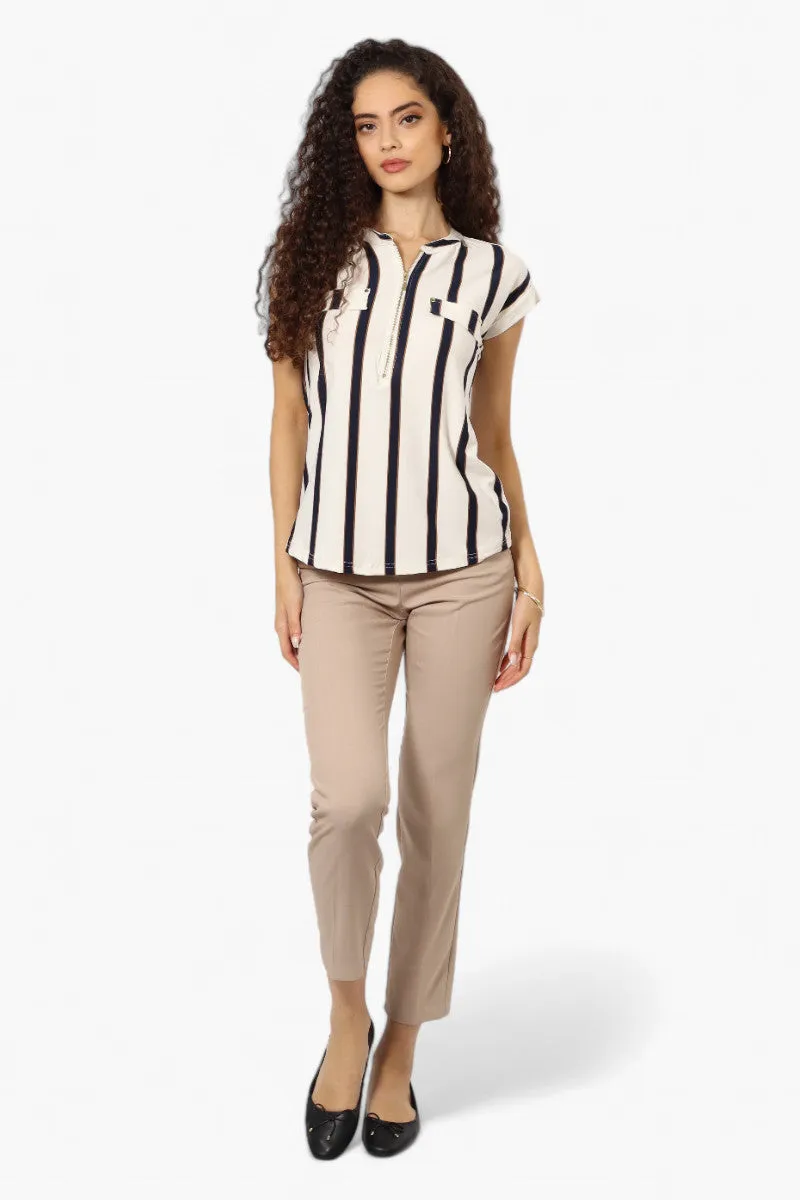 Beechers Brook Striped Half Zip Shirt - Cream sold by Fairweather product image thumbnail 2